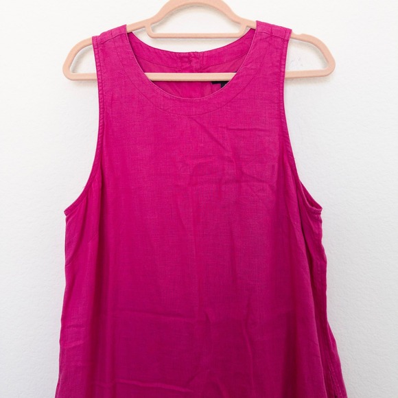 J. Crew Womens Linen Dress Size M Pink Sleeveless Button Back Preppy Lagenlook - Picture 3 of 8